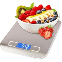 Balança De Cozinha Digital Para Alimentos Em Inox Resistente A Água Com Base Antiderrapante E Visor De Alta Definição Pesagem De 1g Até 10kg