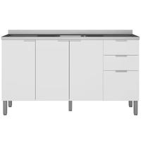 Balcão Bartira Universal com 3 Portas, 3 Gavetas e 2 Prateleiras – 150 cm de largura – Branco Fosco