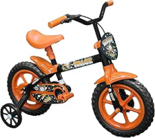 Bicicleta Arco Iris Infantil Aro 12 Preto e Laranja Track Bikes