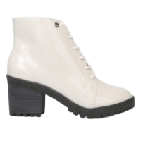 Bota Coturno Cano Curto Via Uno Verniz Feminina – Off White