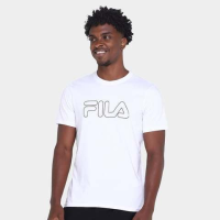 Camiseta Fila Letter Outline Masculina – Branco+Preto