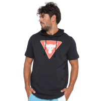 Camiseta Moletom Under Armour Manga Curta Pjt Rock Terry SS com Capuz Masculina – Preto+Areia