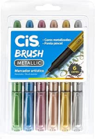 Caneta pincel Brush Metálico com 6 cores Cis