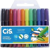 Canetinhas Hidrográficas, CIS, Jumbo 207.6800, Multicor, pacote de 12