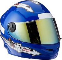 Capacete Fechado Pro Tork Liberty For Kids Solid Azul Tam. 54 Vis. Dourada