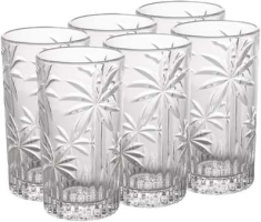 Cj 6 Copos Altos Cristal Palm Tree 360ml Transparente