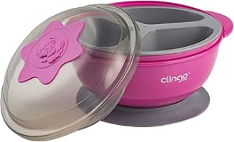 Clingo Prato Com Ventosa E Divisória Colors Rosa Cinza/Rosa