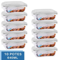 Conjunto 10 Potes 640ml Vidro Hermético 4 Travas Marmita – Casa Linda