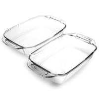 Conjunto de Assadeiras Marinex Retangular de Vidro – 2 Peças Com Alça Seletta 15390201018561