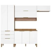 Cozinha Compacta Bartira Topázio UP com 8 Portas, 3 Gavetas e 5 Prateleiras – 262,5cm de largura