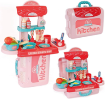 Cozinha Infantil 3 Em 1 Kit Maleta Chef Brinquedo Mc1006r