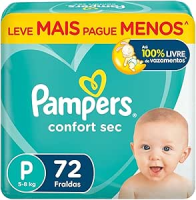 Fralda Pampers Confort Sec P – 72 fraldas
