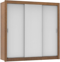 Guarda Roupa Casal Madesa Mônaco 3 Portas de Correr – Rustic/Branco