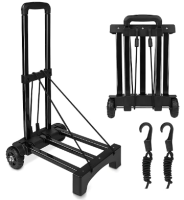 INSMEER Carrinho De Carga Dobrável – Capaz De Suportar ≈140 Kg, Equipado Com Dois Cordões Elásticos Para Fácil Transporte De Itens Pesados E Volumosos, Ideal Para Viagens (Preto)