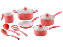 Jogo de Panelas Brinox de Alumínio Rosé 8 Peças Easy