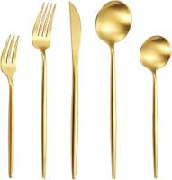 Jogo de Talheres 20 Peças Aço Inox Faqueiros Com Colher Garfo Faca Colher de Café e Garfo de Sobremesa (Titânio)