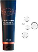 KING C. GILLETTE, Gel de barbear transparente, 170ml, para uso com aparelho de barbear, um barbear preciso, para delinear
