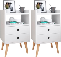 Kit 2 Mesinhas de Cabeceira Retrô Jogo Mesa Canto Lateral Cama Gavetas Nicho Decorativo Aparador Quarto Casal Dream – RPM (BRANCO)