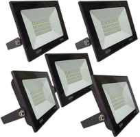 Kit 5 Refletor 50w Led Smd Holofote Bivolt Externo Luz Branca