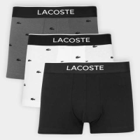 Kit Cueca Boxer Trunk Lacoste 3 Peças – Preto+Cinza