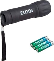 Kit Lanterna 9 leds com 3 Pilhas Alcalinas AAA inclusas, Elgin, Geral, Preta, DE BOLSO