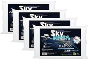 Nap Kit 4 peças Travesseiro Nasa Sky Viscoelástico Altura 10cm Visco D40 Premium Capa 100% algodão para fronhas 50x70cm – Branco
