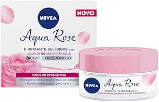NIVEA Creme Facial Hidratante em Gel Aqua Rose 50ml – Com Ácido Hialurônico e Água de Rosas orgânica, este hidratante em gel de rápida absorção hidrata a pele por 48 horas