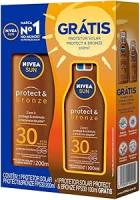 Nivea Sun Kit Protetor Solar Protect & Bronze Fps30 200ml + Protetor Solar Protect & Bronze Fps30 100ml, Nivea, Pacote De 2