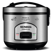 Panela Elétrica de Arroz Mondial PE-43 6 Xícaras – Preta/Inox