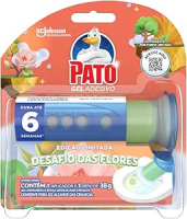 Pato Desodorizador Gel Adesivo Edição Limitada Desafio das Flores, Limpeza Banheiro, Vaso Sanitário Limpo e Perfumado, Com Aplicador, 6 Discos