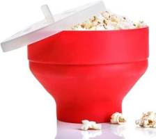 Pipoqueira de Silicone para Microondas Pipoca Dobrável Sem Óleo Com Tampa BPA Free Lavável Balde Antiaderente – AM IMPORT
