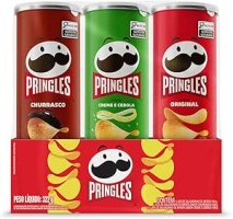 Pringles Pack Promo Salgadinho de Batata Frita 3 Sabores – Original, Creme e Cebola e Churrasco
