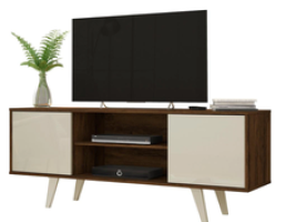 Rack Madetec Lisboa com 136cm de Largura para TV de Até 50 Polegadas – Off White/Savana
