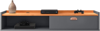 Rack Tv Smart Suspenso Home Decor 1 Porta Nicho Organizador Decoração Sala Quarto Compacto 1.20 Puxador Lauren – RPM Móveis (Cinza/Cinamomo)