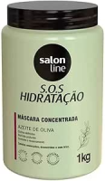 Salon Line, Máscara Capilar, SOS Hidratação, Azeite de Oliva, Vegana – Cabelos Cacheados e Crespos, 1 Kg