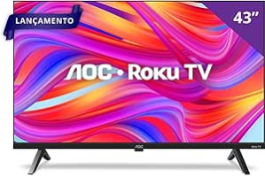Smart TV 43″ HD AOC Roku 43S5045/78G TV HDMI 1 USB Wifi Conversor Digital
