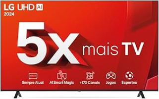 Smart TV 4K 75″ LG UHD 75UT8050 Processador α5 Ger7 AI Alexa/Chromecast integrado Otimizador de Jogos webOS 24 Controle Smart Magic