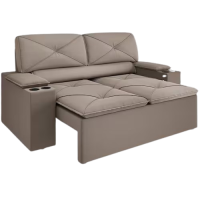 Sofá 2 lugares DDS Next Pop com Assento Retrátil e Encosto Reclinável em Veludo Suede com porta copos – 154cm de Largura – Capuccino