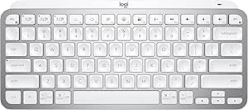 Teclado sem fio Logitech MX Keys Mini com Iluminação Inteligente, Conexão USB ou Bluetooth Easy-Switch para até 3 dispositivos e Bateria Recarregável – Cinza Claro