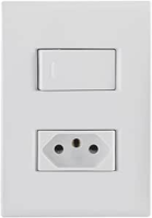 Tramontina Conjunto com 1 Interruptor Simples 10A 250V e 1 Tomada 2P+T 20A 250V 4×2 – Liz Branco
